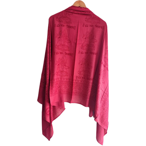 Fuchsia Pink Om Sun Mandala print rayon sarong - draped worn view