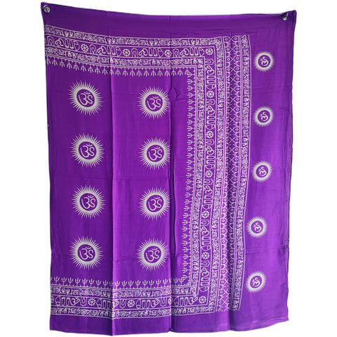 Purple Om Sun Mandala print rayon sarong - draped worn view