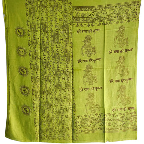 Olive Green Om Sun Mandala print rayon sarong - draped worn view
