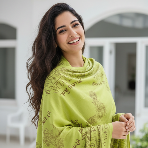 Olive Green Om Sun Mandala Print Rayon Sarong
