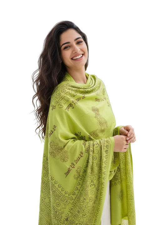 Olive Green Om Sun Mandala Print Rayon Sarong