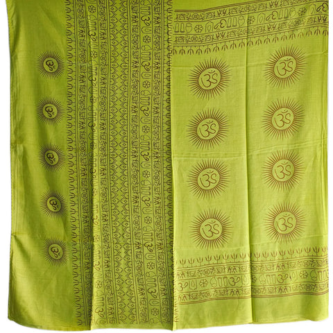 Lime Green Om Sun Mandala print rayon sarong - draped worn view
