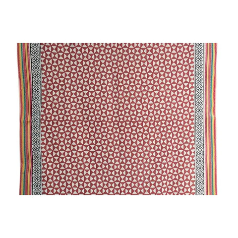 Rust Red Geometric Block Print Cotton Dupatta - freshly pressed, wrinkle-free finish (view 2) | Varanasi