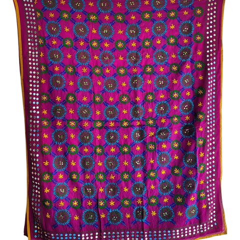 Magenta Banarasi Phulkari Cotton Silk Dupatta – full product view