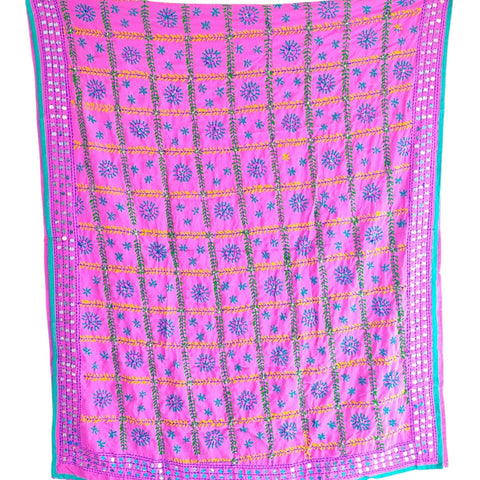 Purple Violet Banarasi Phulkari Cotton Silk Dupatta – full product view