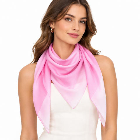Pink Solid Pure Silk Square Scarf | Varanasi Silk Hair Scarf 100x100 cm