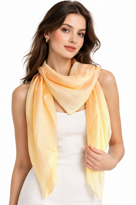 Pastel Peach Pure Silk Square Scarf | Varanasi Silk Hair Scarf 100x100 cm