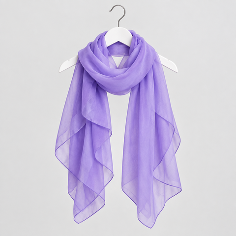 Lavender Solid Pure Silk Square Scarf | Varanasi Silk Hair Scarf 100x100 cm