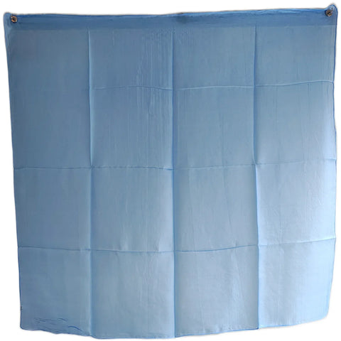 Sky blue silk square scarf styled view — fresh aqua women's silk hair scarf from Varanasi