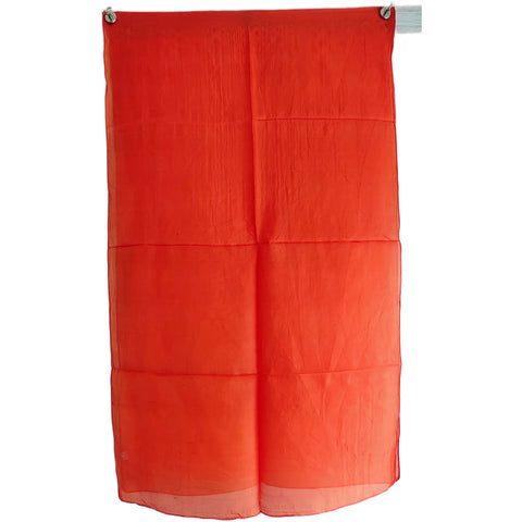 Tomato red solid silk stole flat view — lightweight Varanasi silk wrap, 200x55 cm