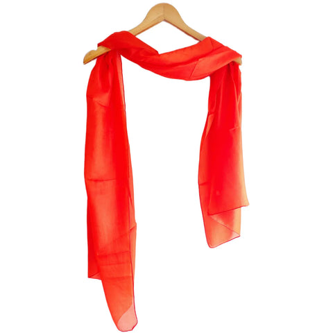 Tomato Red Solid Silk Stole - additional detail view 1 | Varanasi
