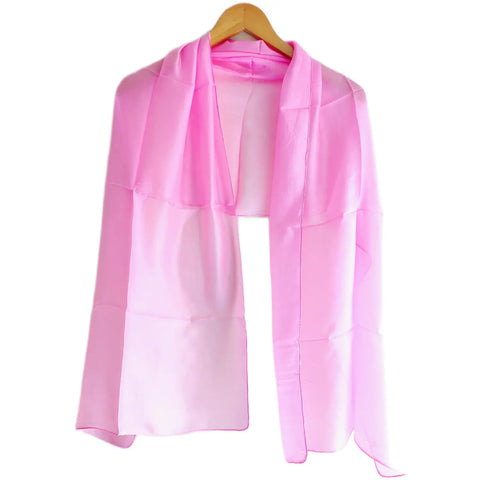 Baby pink pure silk stole styled view — women's solid silk scarf from Varanasi