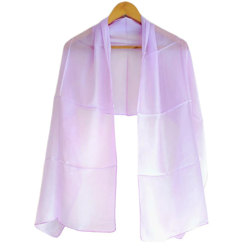 Lavender pure silk stole drape view — women's silk scarf from Varanasi, solid colour