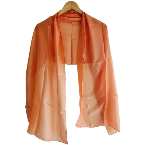 Peach Solid Silk Stole - additional detail view 2 | Varanasi