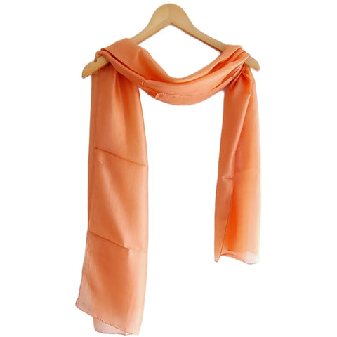 Peach Solid Silk Stole - additional detail view 5 | Varanasi
