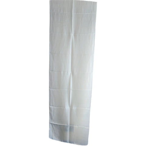 Close-up of white Varanasi silk stole — pristine plain weave silk, featherlight drape
