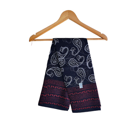 India Scarves Bagru Hand Block Floral kota Doria silk cotton Dupatta (Purple and Black )