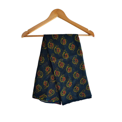 India Scarves Bagru Hand Block Floral kota Doriya silk cotton Dupatta