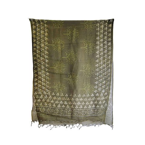 India Scarves Bagru Hand Block Floral kota Doria silk cotton Dupatta