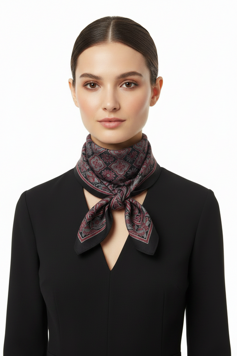Black & Cream Ajrakh Hand Block Print Cotton Scarf | Traditional Geometric Print | 120×105 cm