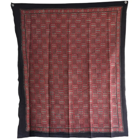 Ajrakh Hand Block Print Cotton Scarf | Traditional Geometric Print | 120×105 cm – ISYVBH-A-03