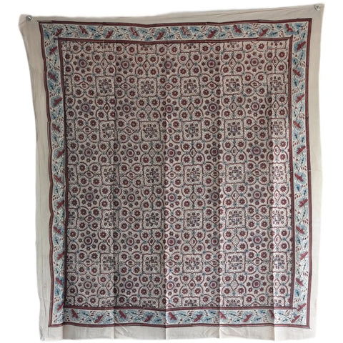 Ajrakh Hand Block Print Cotton Scarf | Traditional Geometric Print | 120×105 cm – ISYVBH-A-05