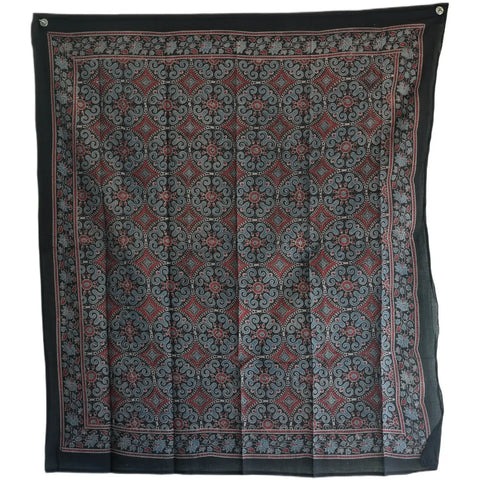 Ajrakh Hand Block Print Cotton Scarf | Traditional Geometric Print | 120×105 cm – ISYVBH-A-07
