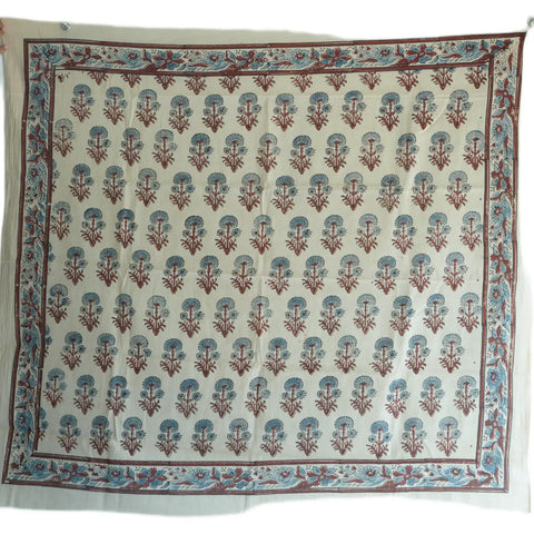 Ajrakh Hand Block Print Cotton Scarf | Traditional Geometric Print | 120×105 cm – ISYVBH-A-09