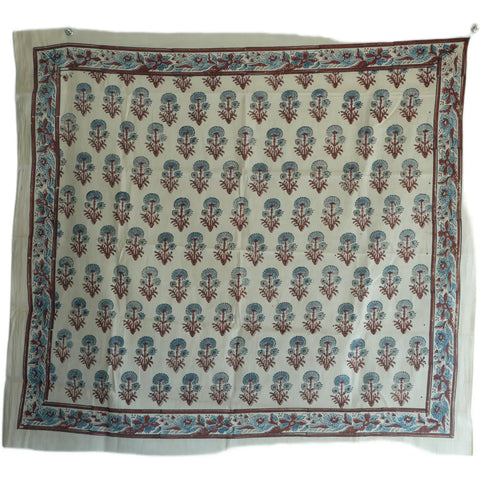 Ajrakh Hand Block Print Cotton Scarf | Traditional Geometric Print | 120×105 cm – ISYVBH-A-09
