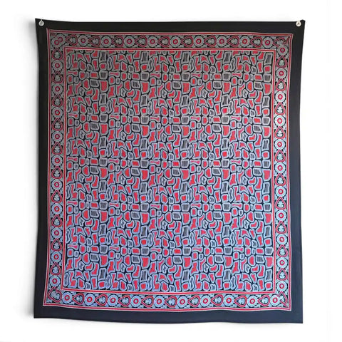 Ajrakh Hand Block Print Cotton Dupatta ISYVBH-A11 | Full Hanger View