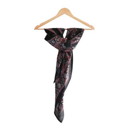 ISYVBH-A12 Ajrakh Dupatta Draped View | Traditional Natural Dye Block Print