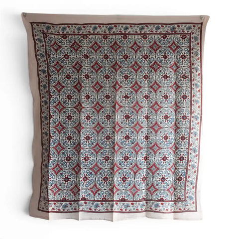 Ajrakh Hand Block Print Cotton Dupatta ISYVBH-A15 | Full Hanger View