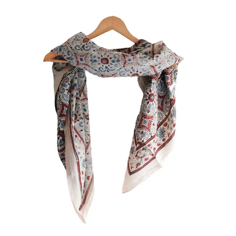 ISYVBH-A15 Ajrakh Dupatta Draped View | Traditional Natural Dye Block Print