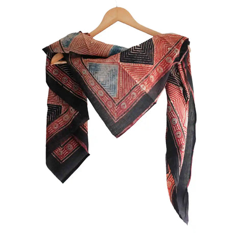 Ajrakh Geometric Motif Close-Up ISYVBH-A19 | Handcrafted Block Print Detail
