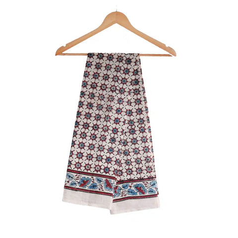 Ajrakh Hand Block Print Cotton Dupatta ISYVBH-A20 | Full Hanger View