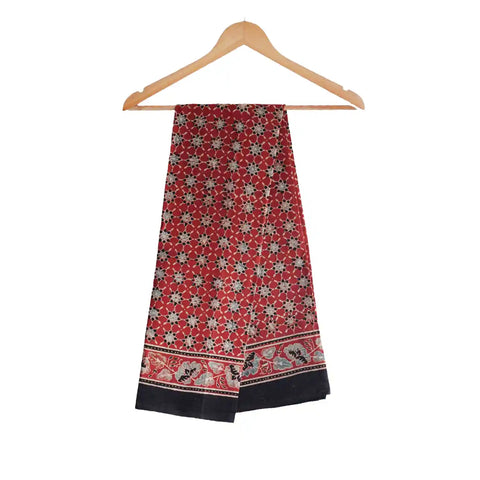 Ajrakh Hand Block Print Cotton Dupatta ISYVBH-A21 | Full Hanger View
