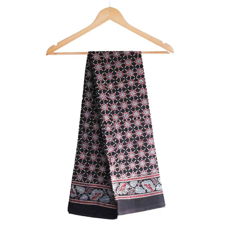 Ajrakh Hand Block Print Cotton Dupatta ISYVBH-A22 | Full Hanger View