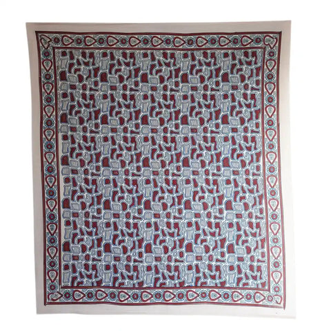 ISYVBH-A24 Ajrakh Dupatta Draped View | Traditional Natural Dye Block Print