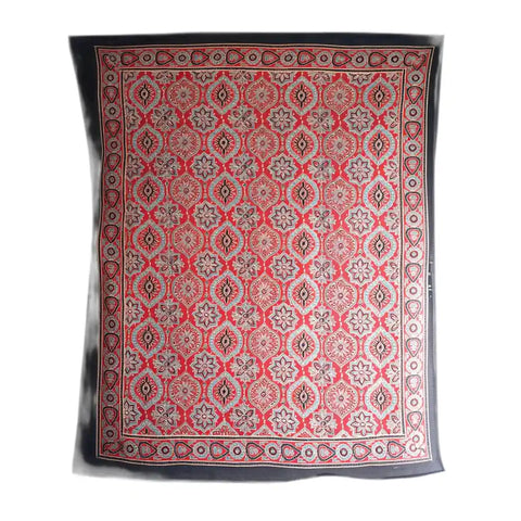 ISYVBH-A25 Ajrakh Dupatta Draped View | Traditional Natural Dye Block Print