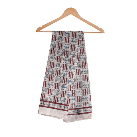 Ajrakh Hand Block Print Cotton Dupatta ISYVBH-A26 | Full Hanger View