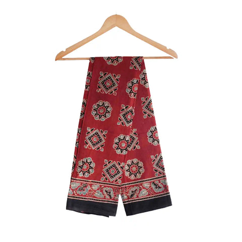 Ajrakh Hand Block Print Cotton Dupatta ISYVBH-A27 | Full Hanger View