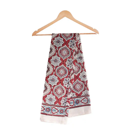 Ajrakh Hand Block Print Cotton Dupatta ISYVBH-A30 | Full Hanger View