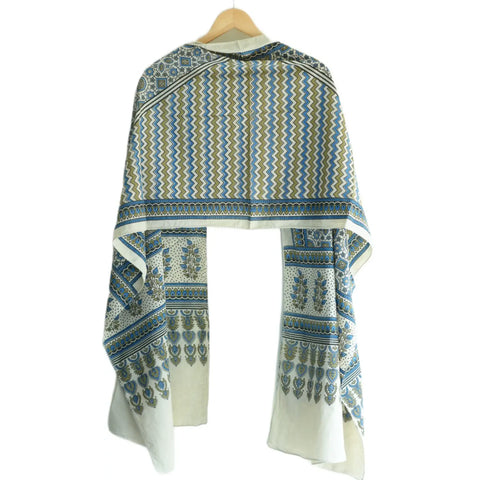 Ajrakh Hand Block Print Rayon Stole for Women | Ethnic Scarf | 210×55 cm – ISYVBH-B-01