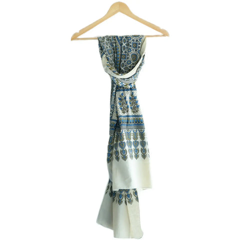 Ajrakh Hand Block Print Rayon Stole for Women | Ethnic Scarf | 210×55 cm – ISYVBH-B-01