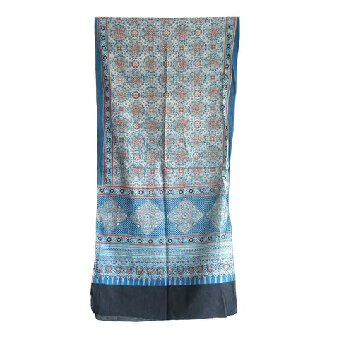 Ajrakh Hand Block Print Cotton Dupatta ISYVBH-B025 | Full Hanger View