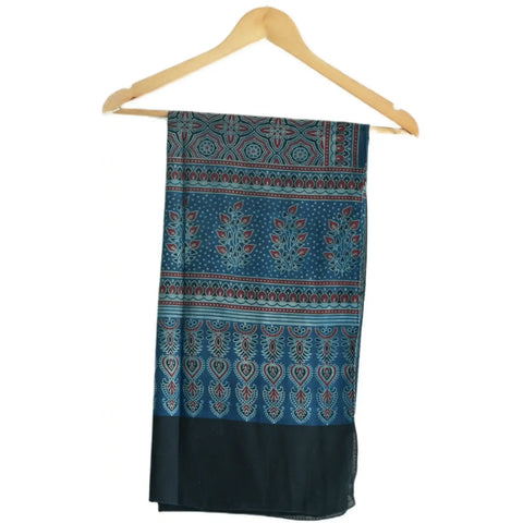 Ajrakh Hand Block Print Rayon Stole for Women | Ethnic Scarf | 210×55 cm – ISYVBH-B-02