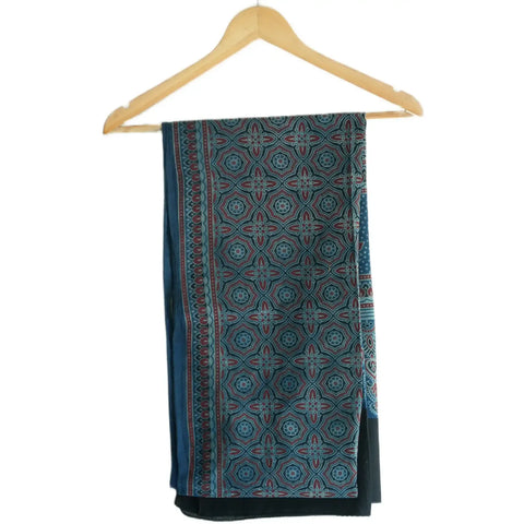 Ajrakh Hand Block Print Rayon Stole for Women | Ethnic Scarf | 210×55 cm – ISYVBH-B-02