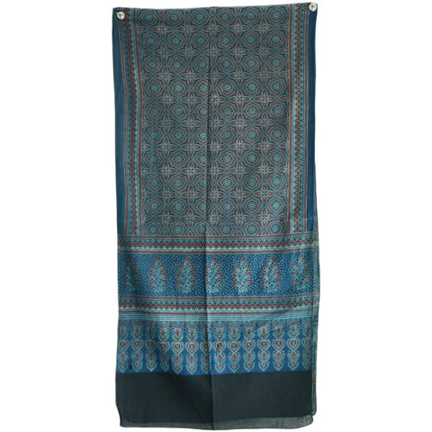 Ajrakh Hand Block Print Rayon Stole for Women | Ethnic Scarf | 210×55 cm – ISYVBH-B-02