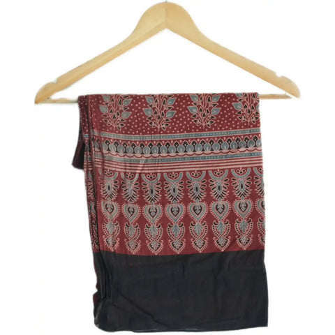 Ajrakh Hand Block Print Rayon Stole for Women | Ethnic Scarf | 210×55 cm – ISYVBH-B-03