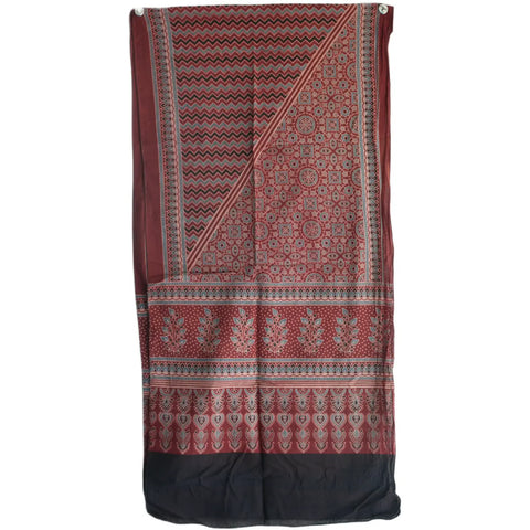 Ajrakh Hand Block Print Rayon Stole for Women | Ethnic Scarf | 210×55 cm – ISYVBH-B-03